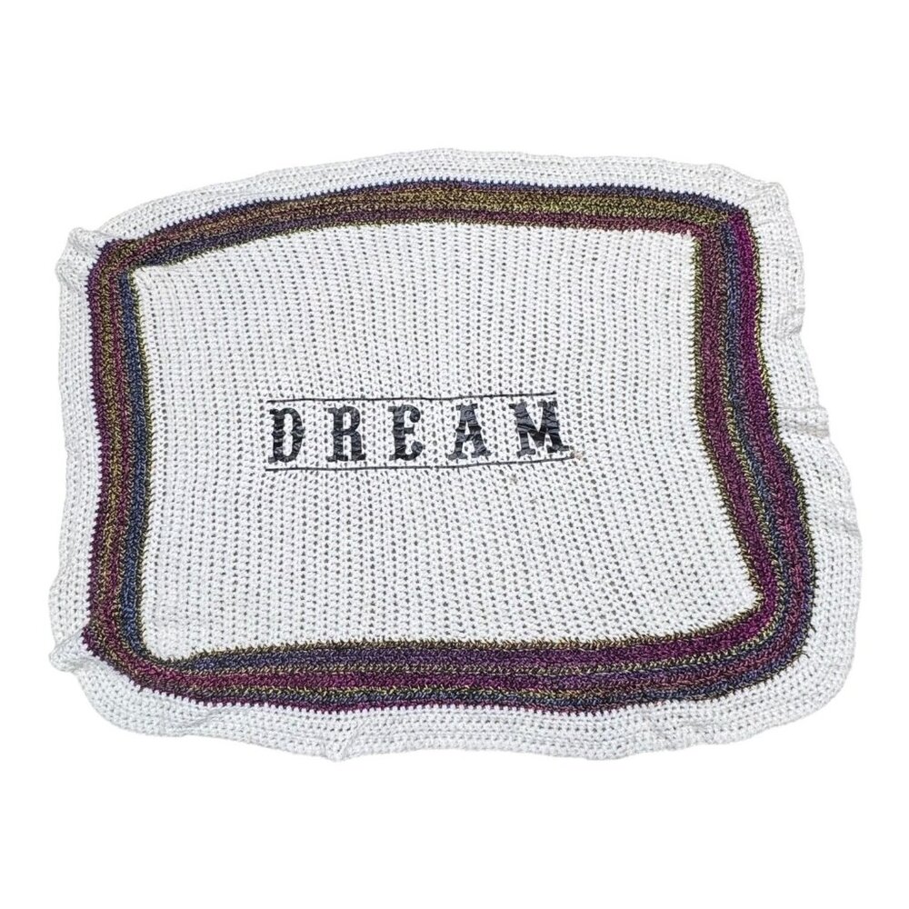 Handmade Crochet Dream Blanket Soft Multicolor Border Inspirational Throw Y2K